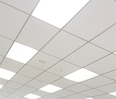 Closeup of lights on the ceiling at a business