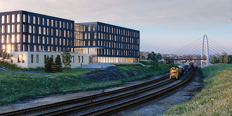 Building near train tracks