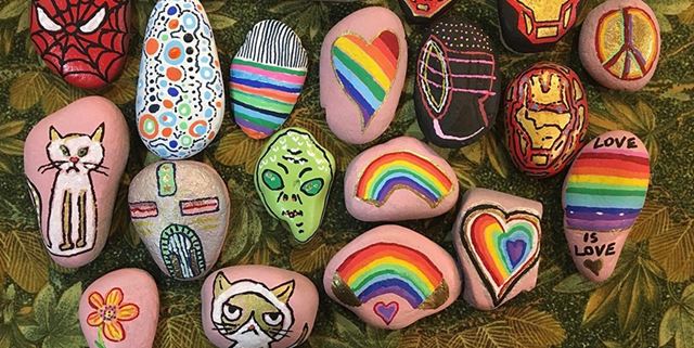 Assortment of painted rocks