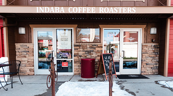 Outside view of Indaba Coffee Roasters shop