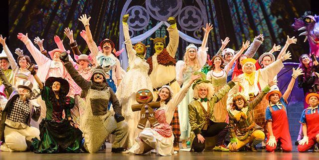 Teen Musical Theater of Oregon actors bowing at the end of Shrek show