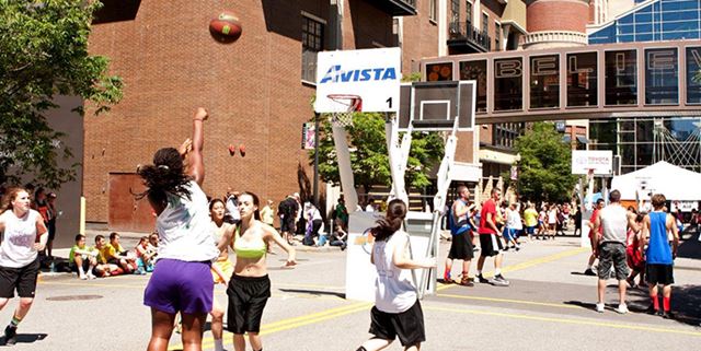 People playing basketball at Hoopfest