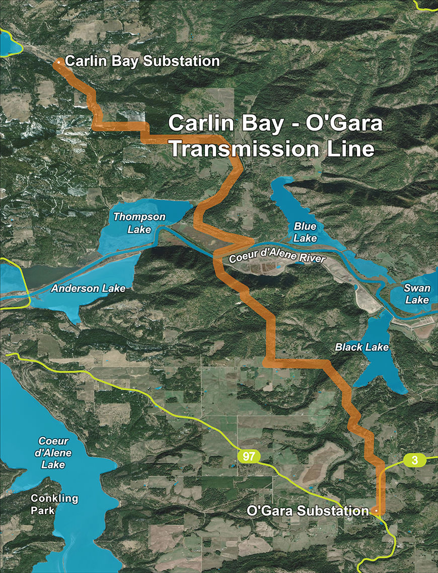 Carlin Bay – O'Gara Transmission Line Map