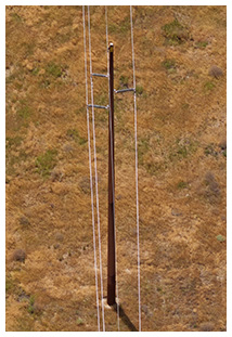 Aerial view of a transmission pole.