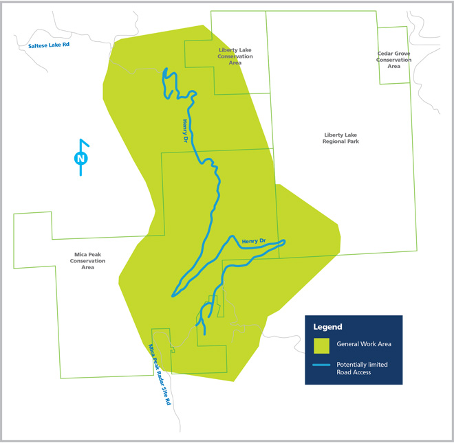 Simple map of Southeast of Spokane Valley.