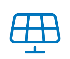 Simple illustration of a solar panel drawn with blue lines.